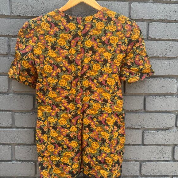 True Vintage 60s 70 La Donna Brown Floral Paisley Dress Suit Jacket Blazer Sz 10 - Picture 11 of 11